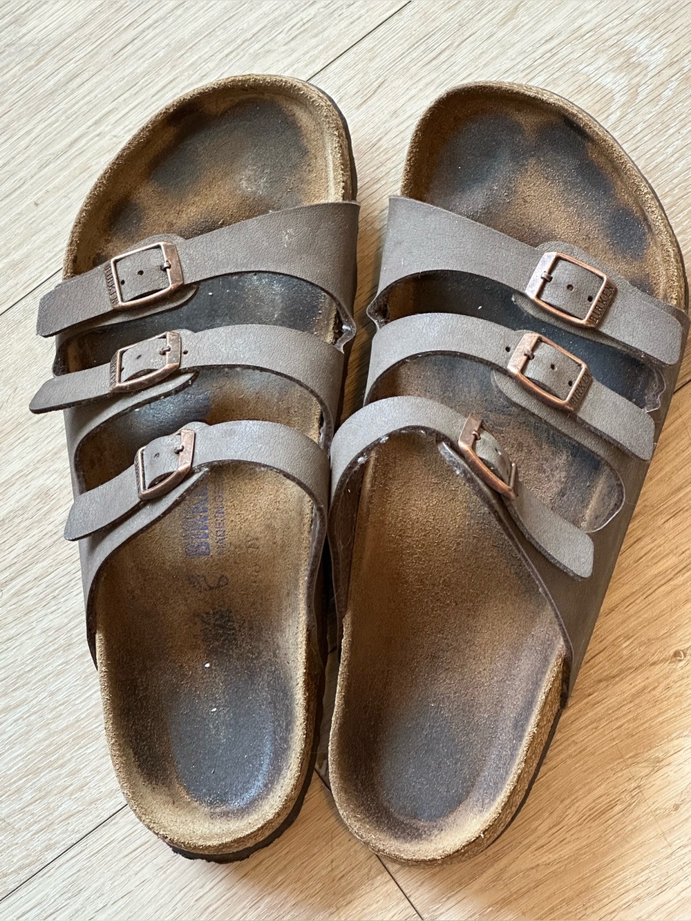 Birkenstock Florida Soft Footbed Sandals With Triple-Strap Brown Leather UNISEX